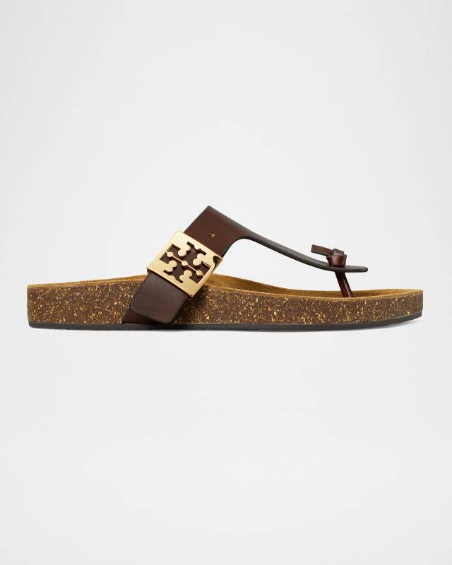 Mellow Leather Buckle Thong Sandals